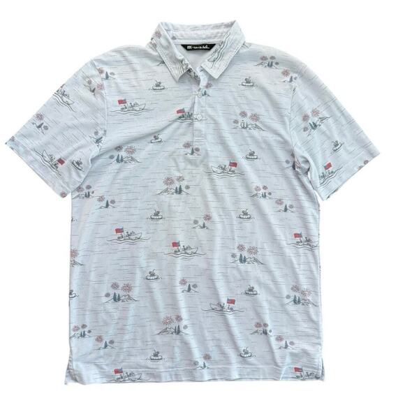 Travis Matthew Men's White Performance Golf Lake Break Polo Shirt Size Large - Picture 4 of 7